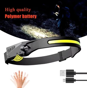 Outdoor High Power Sensor Headlight Five Modes USB Rechargeable Wide Beam Head Lamp Work Camping LED Headlamp