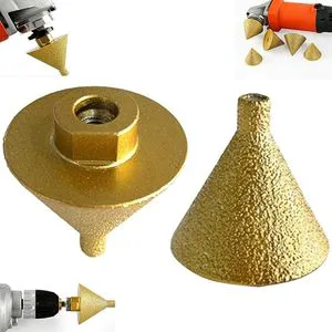 M14 and M10 Diamond Cone Gun Drill Bit for Masonry Drilling and Chamfering with Built-in Cooling Wax Core Bits Included