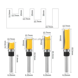 VUILI Bearing Straight Router Bit 1/4 Shank Double Flute Trimmer Woodworking Milling Cutter Polished 83mm