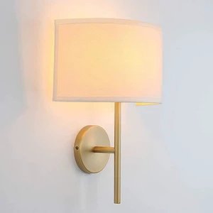 Modern Art LED Black Iron Brass with Fabric Shade Wall Lamp for Living Rooms and Bedrooms