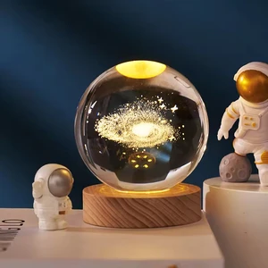 Plug-In Modern LED Colorful Star Night Moon Lamp DIY Mini Bedroom Crystal & Wood Lighting for Kids Birthday Gift