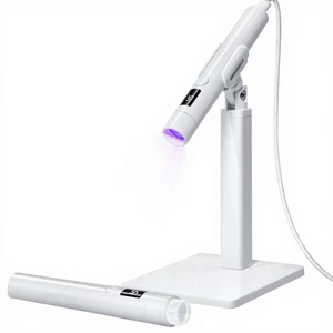 UV Lamp Portable Pink Plastic Nail Stand 360 Degree Rotatable Mini Battery Powered