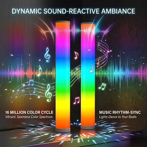 Tuya Smart RGB LED Cylindrical Floor Lamp Music Sync Dimmable Modern Corner Light App Remote Control Living Room Gaming Decor