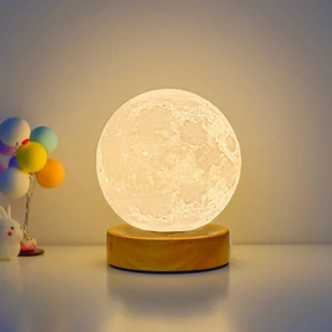 Modern LED Night Light USB Rechargeable Acrylic Moon Shaped Bedside Lamp with Sensor Dimmable 5V Home Decor Gift for Bedroom