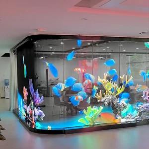 Indoor Transparent Flexible LED Display Screens Wall Glass Window Advertising Transparent Film LED Video Mesh LED Display Screen