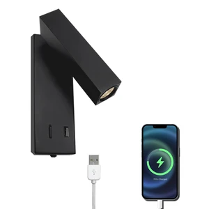 Reading Wall Lamp USB Rechargeable Rotatable Spotlight Nordic Minimalist Surface Mounted LED Light for Hotel Bedroom Bedside