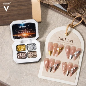 Vinimay Nail Painting Gel Palette High Density Platinum Gel Polish 4 Colors Silver Gold Bright Platinum Flash Gel Nail Polish