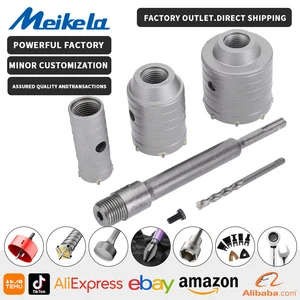 3PC Drilling Crown for Concrete Wall Hole Saw SDS PLUS Hammer Drill Bit Set with Round Shaft Cement Stone Cutter Tool