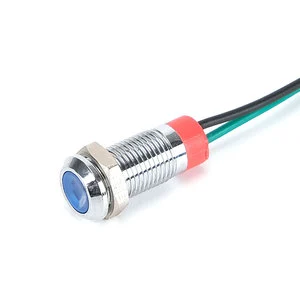 8mm Mini 24V Blue Led Waterproof Ip67 Metal Led Warning Indicator Light