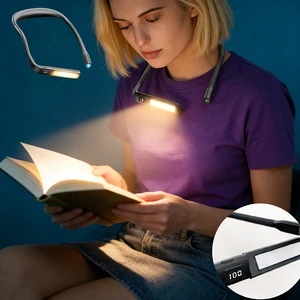 Flexible Portable USB Rechargeable Hands-free LED Neck Light Reading Lamp LED Night Book Light With Dimmable Brightness