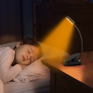 Own Patent Adjustable High Bright Black Color Clip USB Rechargeable LED Book Light for Reading in Bed