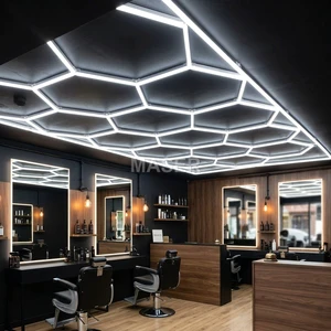 6500K High Brightness PC Hexagon Shop Lights 15 Grid System Working Ceiling Light for Barber Shop Hair Salon