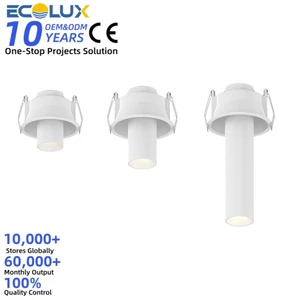 Ecolux 10W COB Downlight Aluminum Anti-Glare Dimmable LED Spotlight Indoor Recessed Ceiling Stretchable Adjustable Spot Light