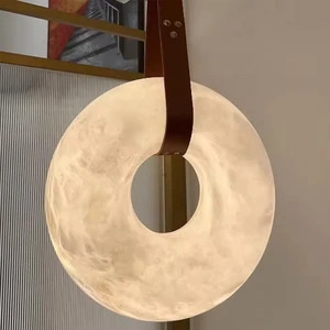 Custom Fixture Living Room Dining Room Bedroom Modern Marble Ring Minimalist Nordic Belt Alabaster Brass LED Chandelier