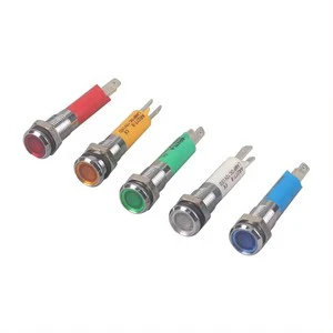 8mm LED Aluminum Alloy Latching Type Indicator Light IP54 Waterproof AC 250V 3A 12V Blue CE Certified Control Panel Use 16mm