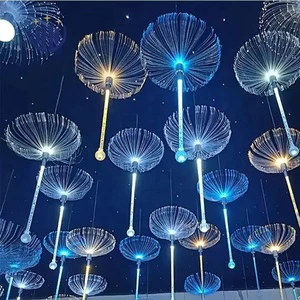 Fashion Colorful Fiber Optic Night Light Landscape Modern RGB Colorful Variable Jellyfish Festival Lighting Fiber Optic Light