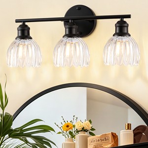 Bathroom Light Fixtures Black 3-Light Bathroom Vanity Light Over Mirror Modern Vanity Lights For Bath Room With Frosted Shade