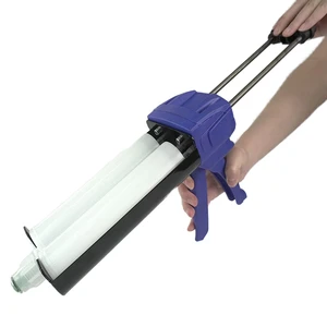 JAPI 400ML 1:1 Epoxy Dual Component Adhesive Manual Caulk Gun Industrial Grade Lightweight Plastic+Metal Injection Cutting Blue