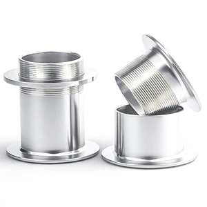 SS 304 Polished Forged Through-Wall Bushing-Food Grade Single-Piece Corrosion-Resistant Sleeve Clean Workshop Threaded 5