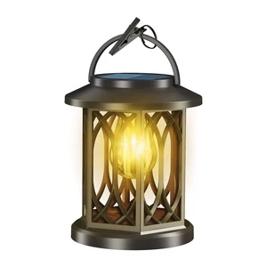 New Solar-Powered PVC Portable Clip-On 5W IP65 Waterproof LED Lantern RoHS Certified Garden Lamp