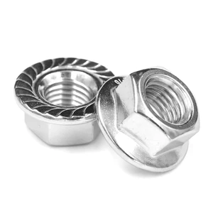 China Supplier Stainless Steel A2-70 A4-80 Fully Threaded Self-Locking Hex Flange Nut DIN6923 Polished and Passivated Finish