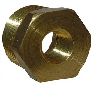 Brass Hex Bushing with 3/8-Inch Male and 1/4-Inch Female Pipe Threads