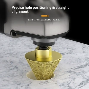 JingShi Golden Diamond Tile Chamfer Bit Punching Angle Grinding Drill Bit M14 5/8-11 Thread Brazing Marble Quartz Stone Grinding