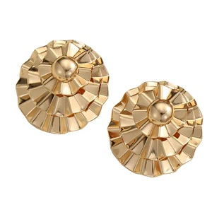 Cross Border Personalized Geometric Leaf Hollow Gold-plated Jewelry Earrings From Europe and America