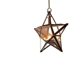 Modern Glass Chandeliers Pendant Lights Xmas Lantern for Wedding Decor Iron Hanging Light Side Table Candle Holder Wholesale