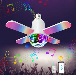 Mini Magic Ball Lamp Music BT Remote Connect RGB Colorful LED 4-leaf Bedroom E27 Wireless Home Party KTV Bar RGBIC Music Light