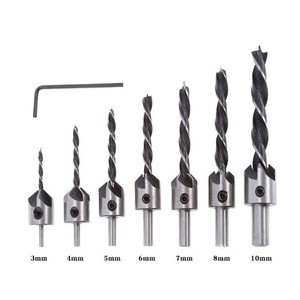 7pcs 3-Point Woodworking Countersink Drill Bits Set, Woodworking Chamfer Bits, 3mm-10mm High Carbon Steel Countersink Bit Set