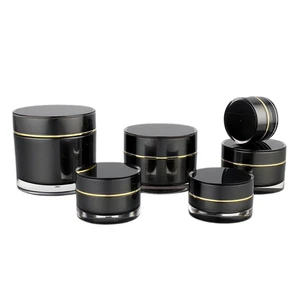 Empty 5g 10g 15g 30g 50g Black Acrylic Cosmetic Nail Gel Jar Container for Skin Care