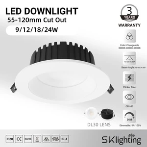 Light IP20 Waterproof Aluminum LED Downlight COB SAA 9W-24W Recessed Ceiling Spotlight 90mm Anti-Glare Indoor office hotel home