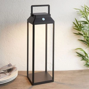 Waterproof Black Aluminum Touch Dimmable square Solar Powered Lanterns Rechargeable Outdoor