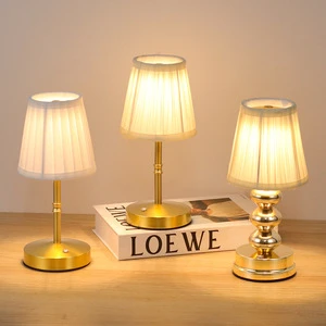 Fabric Metal Table Lamp Charging Touch LED Decorative Ambient USB Bedside Creative Night Light Dimmable Simple Cordless