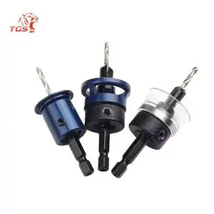 TGS Carbide Tipped Hex Shank Wood Hole Saw Adjustable Limiting Countersink Drill Bit for Wood Drilling