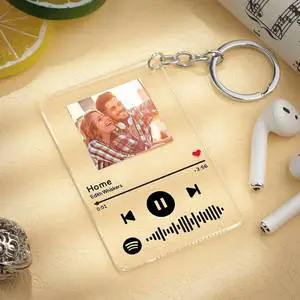 Music Love Plastic Keychains Boy Girlfriend Valentines Birthday Gifts Personalized Song Album Clear Acrylic Keychain Keyring