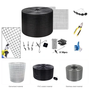 Heavy Duty Woven Solar Panel Bird Mesh Fastener Clips 1/2 Inch Grid Corrosion Resistant PVC Coated For Commercial Solar Array