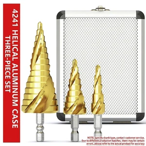 Beili 3 Piece Titan Coated Hex Shank Step Drill Bit Set HSS Pyramid Drill for Stainless Steel Sheet Metal Hole Punching