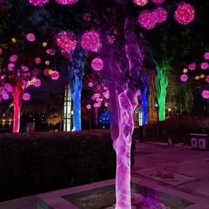 Light up IP65 Water-Resistant Fiber Optic Mesh 0.75mm X 105pcs LED Plastic Optical Fibre Lighting for Outdoor Tree Decoration