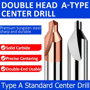 Solid Carbide Type Double Head A-type Center Drill HRC55 60 Degree Double End Usable TiAlN Coated Drilling Bit CNC Lathe Shaft