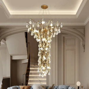 Home Decoration Pendant Lamp Living Room Villa Lobby Chandelier Tree Branch Crystal Lights American Style Elegant LED Chandelier