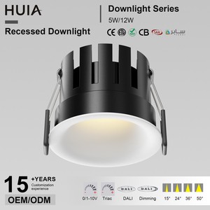Commercial Aluminum LED Downlights Modern 3000K ETL 12W Flicker Free High CRI 92 Recessed Anti-glare Spotlight for Hotel