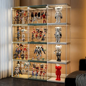Bubble Mart Blind Box Storage Transparent Dustproof Doll Model Display Plastic Hand-held Magnetic Cabinet