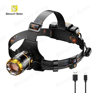 Bright Bird Rechargeable 350 Lumens Headlamp For Adults Waterproof Zoomable Tactical Head Light With Lithium Ion Battery