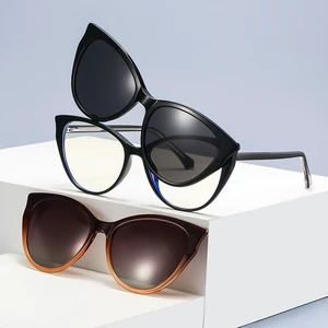 Polarized Luxury Acetate Fashion Optical Frames Magnetic Clip Custom Logo Sunglasses Magnet Sun Glasses Clip On Eyeglasses