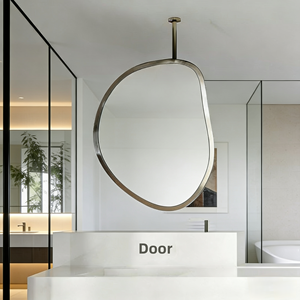 Stainless Steel Hanging Alien Shape Touch Lamp Luxury Designer Bathroom Mirror With Glass Lenses