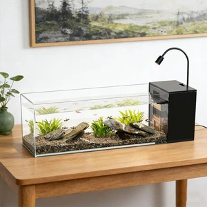Glass Fish Tank Aquarium Stream Tank Living Room Desktop Integrated Landscape Filtration Oxygen Generation Aquarium Fish Tank