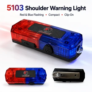 Waterproof LED Shoulder Warning Light Red Blue USB Rechargeable Clip-On Safety Lamp PC Outdoor Work Emergency Flashing
