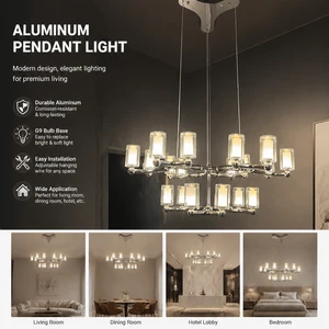 Creative Chrome LED Remote Control Chandelier Dining Room Modern Luxury Hotel Restaurant Decor Pendant Light